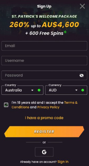 Register at Wild Tokyo Casino
